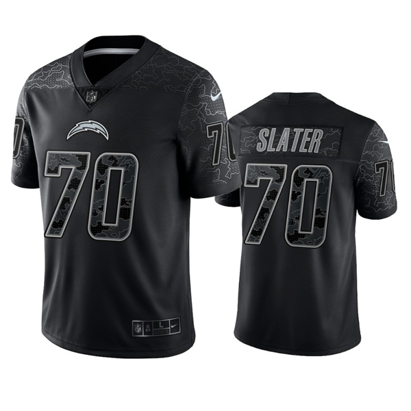 Men's Los Angeles Chargers #70 Rashawn Slater Black Reflective Limited Stitched Football Jersey